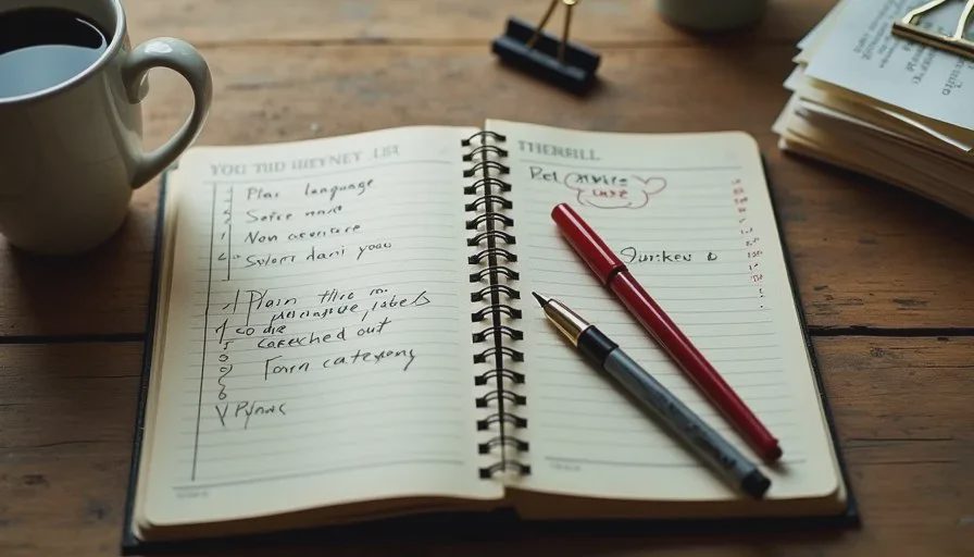 Notebook page with a handwritten Schedule C category mapping and a numbered questions list, showing AI for side hustles tested on real tax prep records.